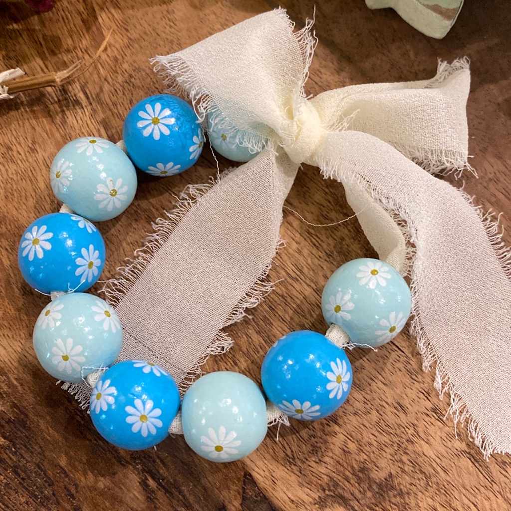 Daisy Beaded Ribbon Bracelet